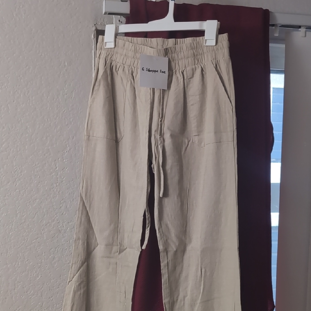 Women's Beige Drawstring Pants